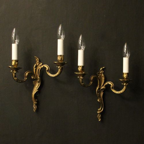 french pair of gilded antique wall lights - CATEGORY: ANTIQUE LIGHTING - DATED 1920