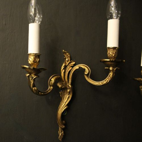 FRENCH PAIR OF GILDED ANTIQUE WALL LIGHTS - ADDITIONAL PHOTO 2