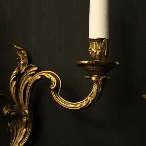 FRENCH PAIR OF GILDED ANTIQUE WALL LIGHTS - ADDITIONAL PHOTO 3