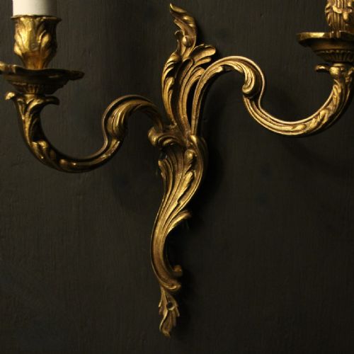 FRENCH PAIR OF GILDED ANTIQUE WALL LIGHTS - ADDITIONAL PHOTO 6