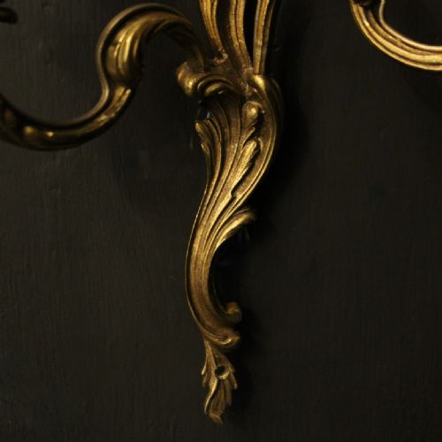 FRENCH PAIR OF GILDED ANTIQUE WALL LIGHTS - ADDITIONAL PHOTO 8