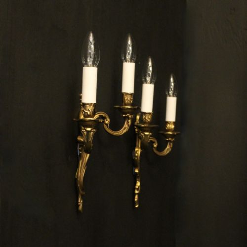 FRENCH PAIR OF GILDED ANTIQUE WALL LIGHTS - ADDITIONAL PHOTO 9