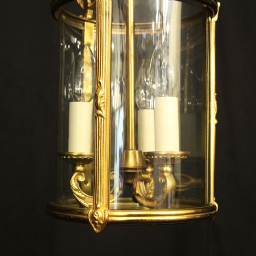 FRENCH GILDED BRONZE CONVEX ANTIQUE HALL LANTERN - ADDITIONAL PHOTO 5