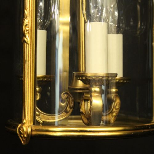 FRENCH GILDED BRONZE CONVEX ANTIQUE HALL LANTERN - ADDITIONAL PHOTO 6