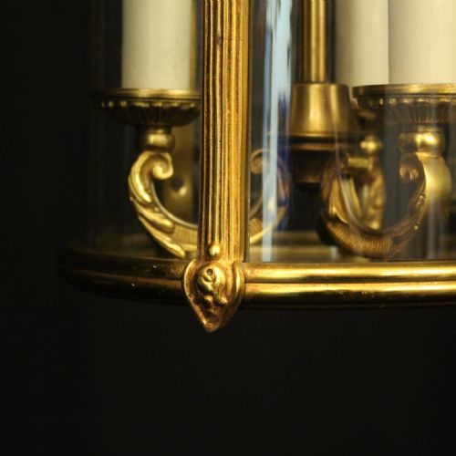 FRENCH GILDED BRONZE CONVEX ANTIQUE HALL LANTERN - ADDITIONAL PHOTO 8