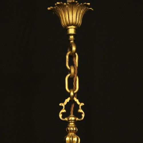 FRENCH GILDED BRONZE CONVEX ANTIQUE HALL LANTERN - ADDITIONAL PHOTO 9