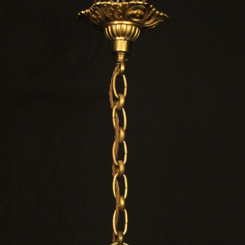 FRENCH GILDED BRONZE 4 LIGHT ANTIQUE HALL LANTERN - ADDITIONAL PHOTO 9