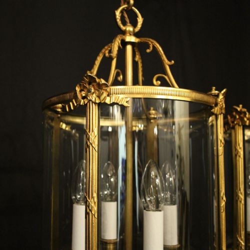 FRENCH PAIR OF GILDED BRONZE ANTIQUE LANTERNS - ADDITIONAL PHOTO 3