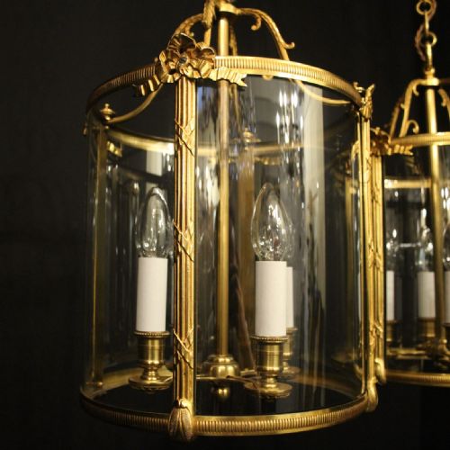 FRENCH PAIR OF GILDED BRONZE ANTIQUE LANTERNS - ADDITIONAL PHOTO 6