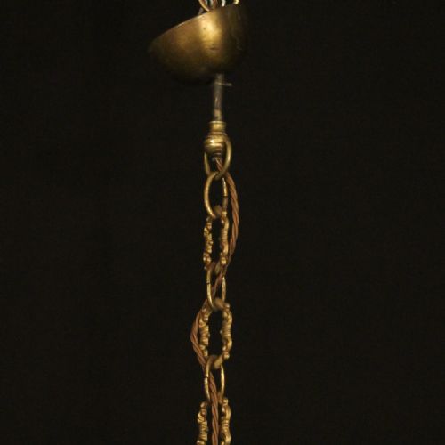 FRENCH GILDED 6 LIGHT ANTIQUE CRYSTAL CHANDELIER - ADDITIONAL PHOTO 9