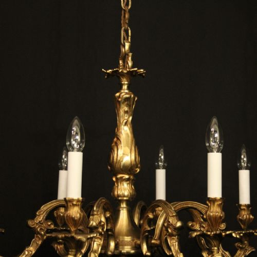 FRENCH GILDED BRONZE 8 LIGHT CHANDELIER - ADDITIONAL PHOTO 2