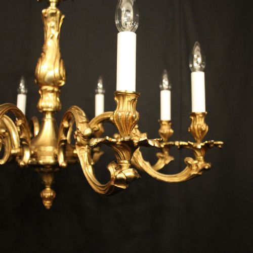 FRENCH GILDED BRONZE 8 LIGHT CHANDELIER - ADDITIONAL PHOTO 4