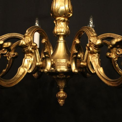 FRENCH GILDED BRONZE 8 LIGHT CHANDELIER - ADDITIONAL PHOTO 6