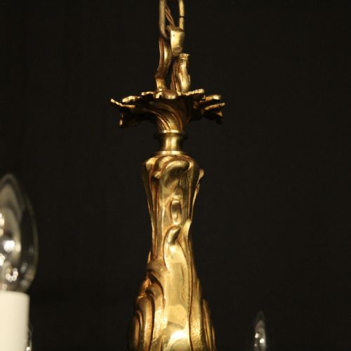 FRENCH GILDED BRONZE 8 LIGHT CHANDELIER - ADDITIONAL PHOTO 7
