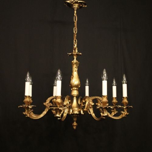 FRENCH GILDED BRONZE 8 LIGHT CHANDELIER - ADDITIONAL PHOTO 8