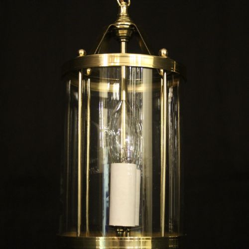 FRENCH PAIR OF BRASS TWIN LIGHT CONVEX HALL LANTERNS - ADDITIONAL PHOTO 2