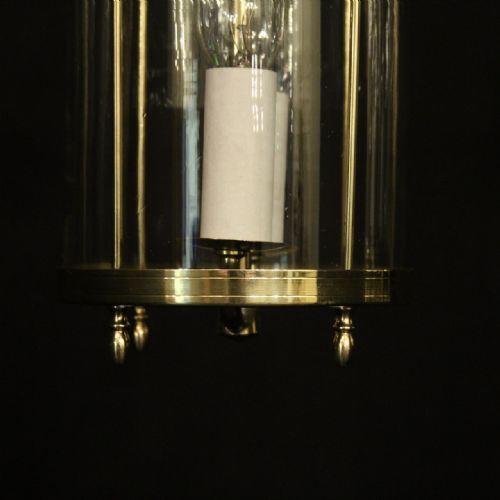 FRENCH PAIR OF BRASS TWIN LIGHT CONVEX HALL LANTERNS - ADDITIONAL PHOTO 3