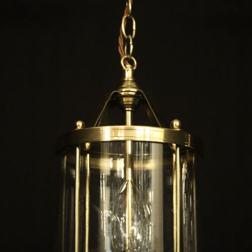 FRENCH PAIR OF BRASS TWIN LIGHT CONVEX HALL LANTERNS - ADDITIONAL PHOTO 5