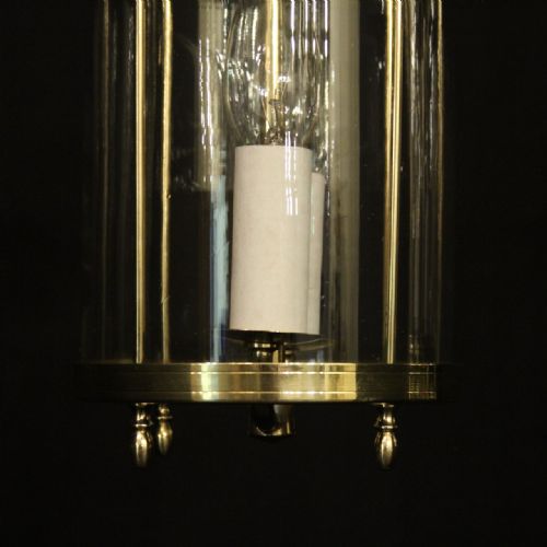 FRENCH PAIR OF BRASS TWIN LIGHT CONVEX HALL LANTERNS - ADDITIONAL PHOTO 7
