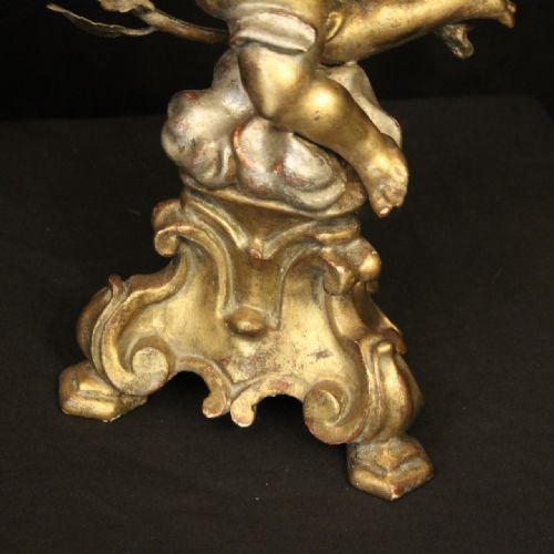 FRENCH GILDED CHERUB TWIN LIGHT CANDLE TABLE SCONCES - ADDITIONAL PHOTO 7