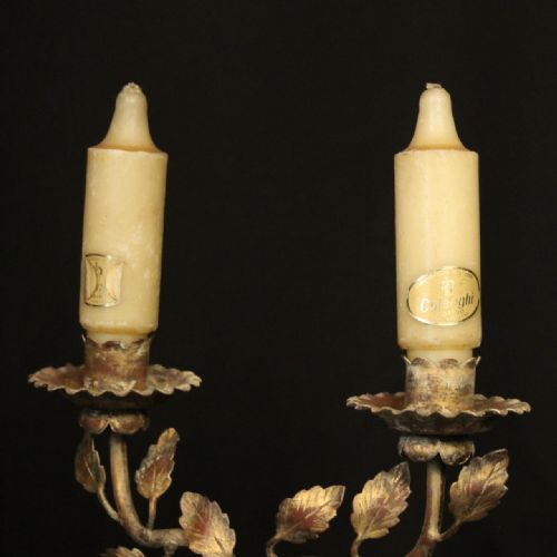 FRENCH GILDED CHERUB TWIN LIGHT CANDLE TABLE SCONCES - ADDITIONAL PHOTO 8