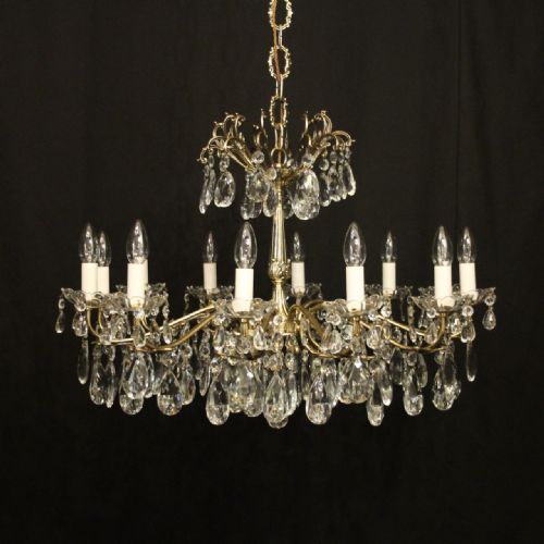 french brass 12 light antique chandelier - CATEGORY: ANTIQUE LIGHTING - DATED 1920