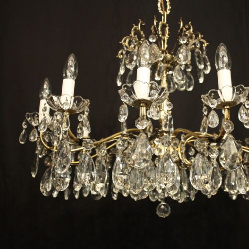 FRENCH BRASS 12 LIGHT ANTIQUE CHANDELIER - ADDITIONAL PHOTO 1