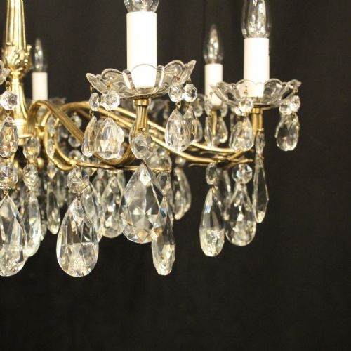 FRENCH BRASS 12 LIGHT ANTIQUE CHANDELIER - ADDITIONAL PHOTO 2