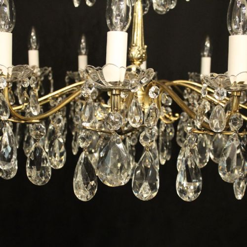 FRENCH BRASS 12 LIGHT ANTIQUE CHANDELIER - ADDITIONAL PHOTO 3