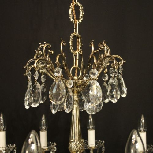 FRENCH BRASS 12 LIGHT ANTIQUE CHANDELIER - ADDITIONAL PHOTO 4