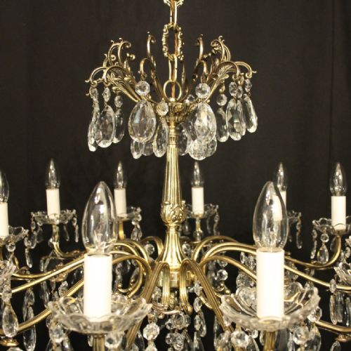 FRENCH BRASS 12 LIGHT ANTIQUE CHANDELIER - ADDITIONAL PHOTO 5