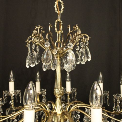 FRENCH BRASS 12 LIGHT ANTIQUE CHANDELIER - ADDITIONAL PHOTO 6
