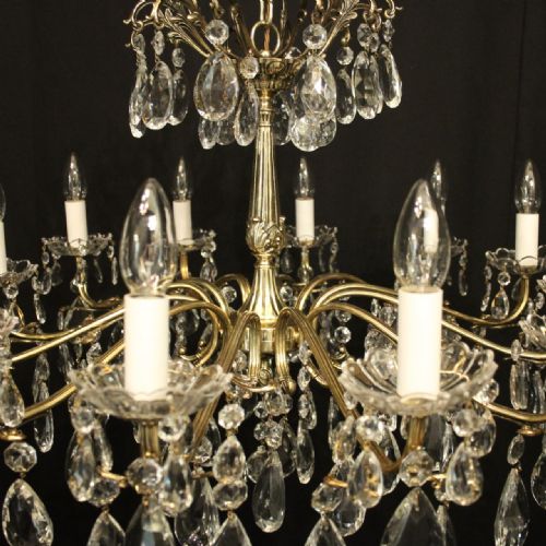 FRENCH BRASS 12 LIGHT ANTIQUE CHANDELIER - ADDITIONAL PHOTO 7