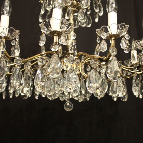 FRENCH BRASS 12 LIGHT ANTIQUE CHANDELIER - ADDITIONAL PHOTO 8