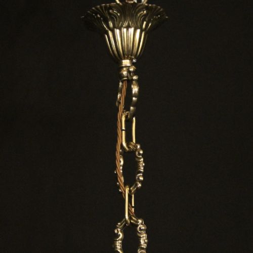 FRENCH BRASS 12 LIGHT ANTIQUE CHANDELIER - ADDITIONAL PHOTO 9