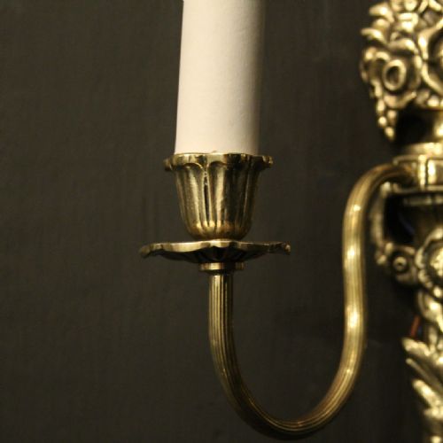 FRENCH PAIR OF TWIN ARM BRASS WALL LIGHTS - ADDITIONAL PHOTO 6