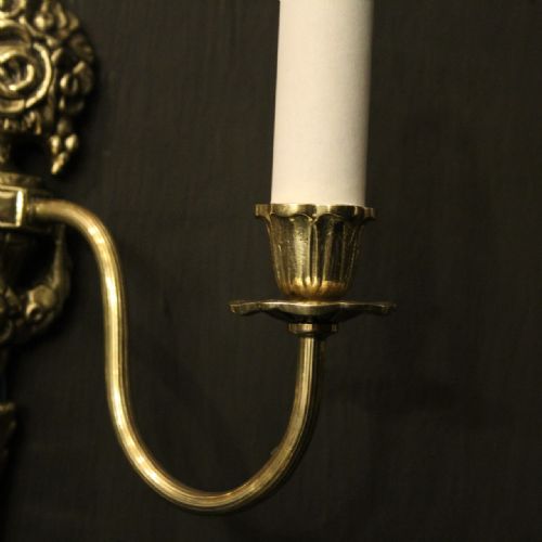 FRENCH PAIR OF TWIN ARM BRASS WALL LIGHTS - ADDITIONAL PHOTO 7