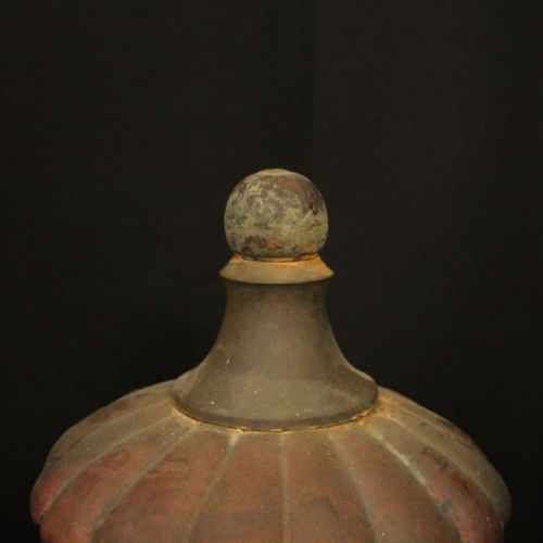 FRENCH LATE 19TH C DECORATIVE SINGLE COPPER ANTIQUE FINIAL - ADDITIONAL PHOTO 1