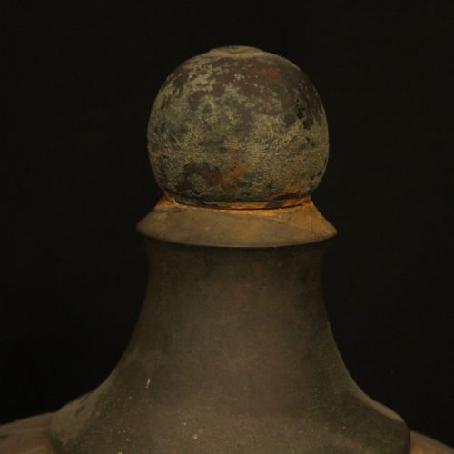 FRENCH LATE 19TH C DECORATIVE SINGLE COPPER ANTIQUE FINIAL - ADDITIONAL PHOTO 2