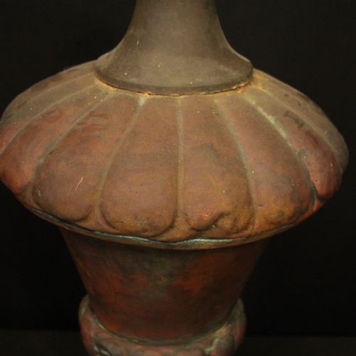 FRENCH LATE 19TH C DECORATIVE SINGLE COPPER ANTIQUE FINIAL - ADDITIONAL PHOTO 3