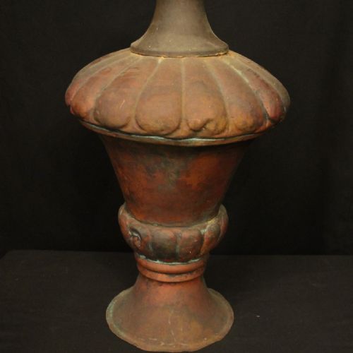 FRENCH LATE 19TH C DECORATIVE SINGLE COPPER ANTIQUE FINIAL - ADDITIONAL PHOTO 5
