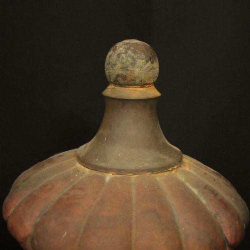 FRENCH LATE 19TH C DECORATIVE SINGLE COPPER ANTIQUE FINIAL - ADDITIONAL PHOTO 6