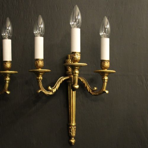 FRENCH PAIR BRONZE EMPIRE ANTIQUE WALL LIGHTS - ADDITIONAL PHOTO 1