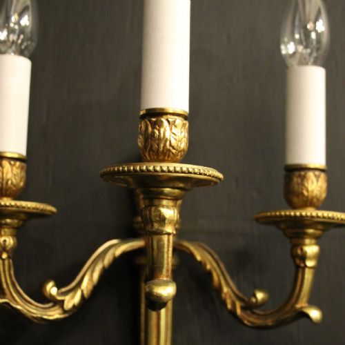 FRENCH PAIR BRONZE EMPIRE ANTIQUE WALL LIGHTS - ADDITIONAL PHOTO 2