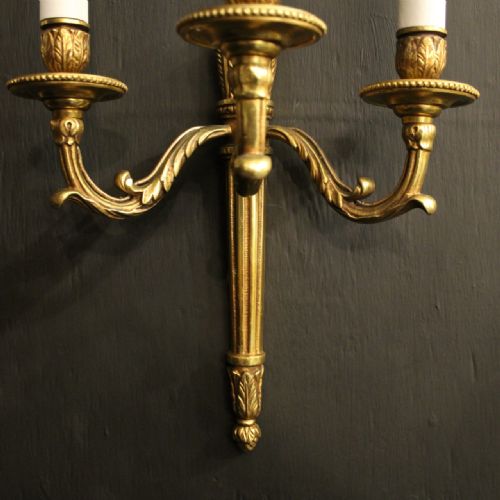 FRENCH PAIR BRONZE EMPIRE ANTIQUE WALL LIGHTS - ADDITIONAL PHOTO 4