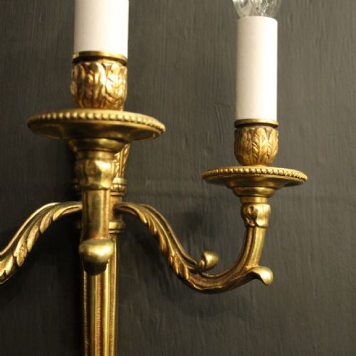 FRENCH PAIR BRONZE EMPIRE ANTIQUE WALL LIGHTS - ADDITIONAL PHOTO 5