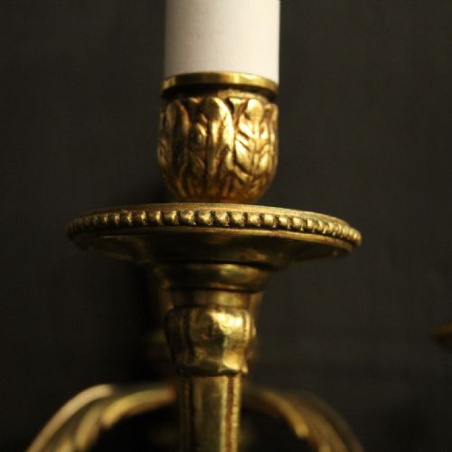 FRENCH PAIR BRONZE EMPIRE ANTIQUE WALL LIGHTS - ADDITIONAL PHOTO 6