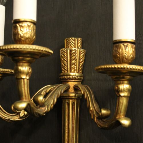 FRENCH PAIR BRONZE EMPIRE ANTIQUE WALL LIGHTS - ADDITIONAL PHOTO 8