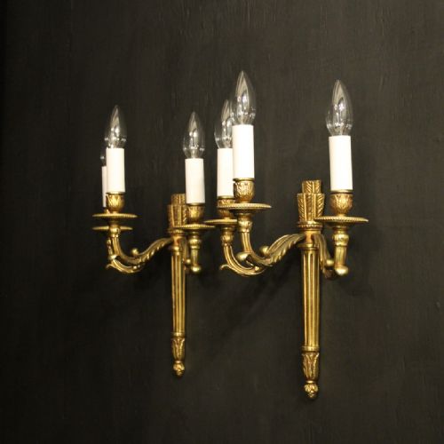 FRENCH PAIR BRONZE EMPIRE ANTIQUE WALL LIGHTS - ADDITIONAL PHOTO 9
