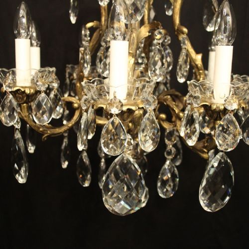 FRENCH GILDED BRONZE CRYSTAL 8 LIGHT ANTIQUE CHANDELIER - ADDITIONAL PHOTO 3